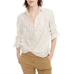 J. Crew Classic Fit Popover Top‎ women's 12 pink gingham preppy coastal